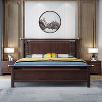 New Chinese solid wood bed 1 8 m Double beds Wedding bed Modern minimalist Villa Light Lavish High-end Furniture Master Bedroom