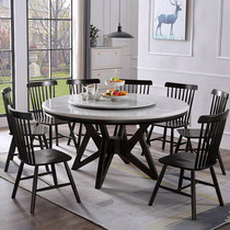 Marble table Chinese Roundtable Modern Simple Dining Table and Chair Combined with Rotary Disk New Chinese Solid Wood Roundtable