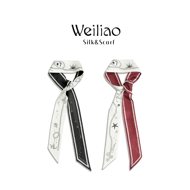 Weliao Original 1903 Series Narrow Ribbon Scarf, Versatile and Classic