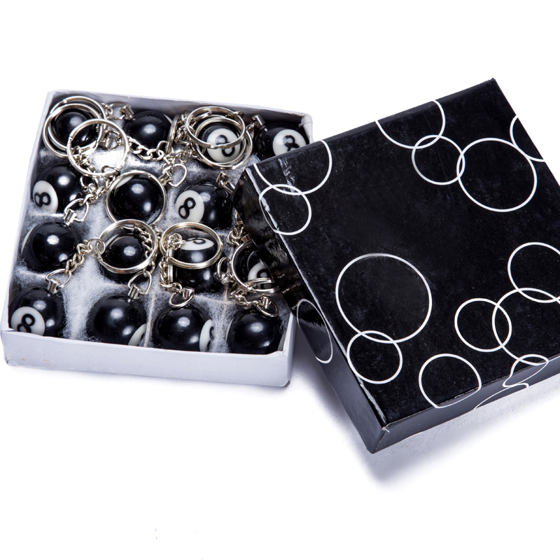 2.5CM black eight keychain billiards themed keychain decorative buckle whole box 16 balls a box