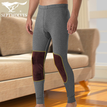 Seven wolf autumn pants with kneecap cover warm mens gush thicken thickened old chill leg middle aged pure cotton wool trousers