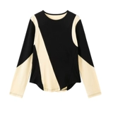 Simple Black 2024 Spring и осень Новые Мандаринские Дамы повседневного дна T -For -Fish T -For