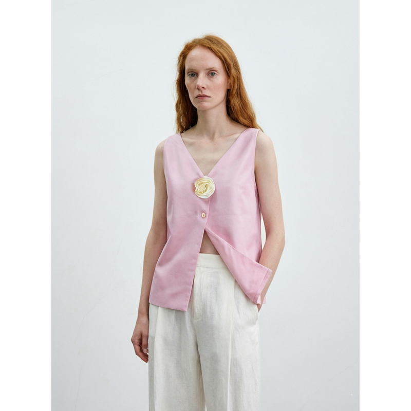 Selis High-End Reversible Silk Vest for Women, New Summer Style, Detachable Floral Sleeveless Cardigan Top Selis High-End Reversible Silk Vest for Women, New Summer Style, Detachable Floral Sleeveless Cardigan Top