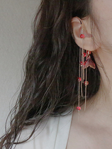 YOUR EARS original hand-made red fish tail long style ancient Chinese costume elves earless earrings