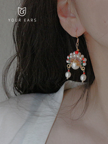 YOUR EARS original design heavy industry natural freshwater pearl gold knife horse Dan face makeup earrings earrings