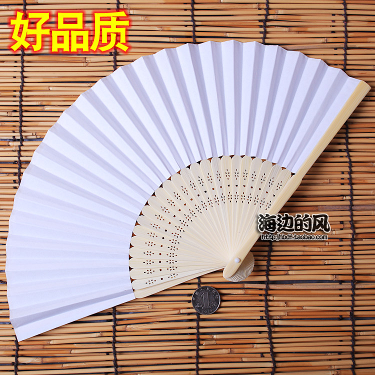 Good quality diy blank paper small fan folded white colored children hand painting fan painting fan painting color