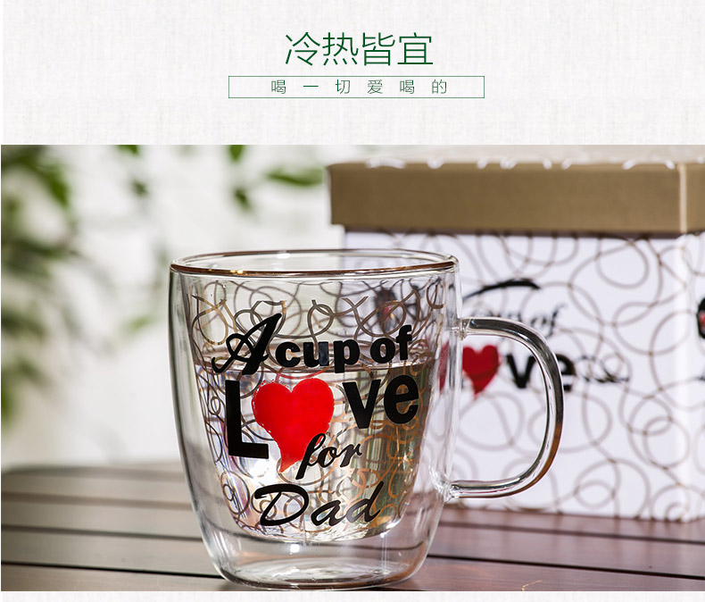 Love House Green Bắc Âu Double Double Cup Cup In lớn Chịu nhiệt nhỏ Chòm sao thủy tinh tươi Chén nước - Tách bình tập uống