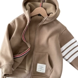 Утепленная толстовка для мальчиков, толстовка с капюшоном с молнией, кардиган, куртка, бархатное утепленное термобелье, подходит для подростков