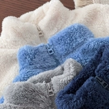 Бархатная двусторонная куртка для мальчиков с молнией, детский цветной удерживающий тепло свитер, семейный стиль, подходит для подростков