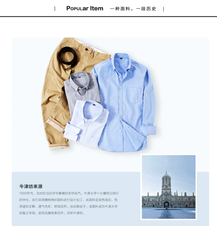 Mùa xuân và mùa thu áo sơ mi cotton oxford nguyên chất nam dài tay màu xám nhạt trung niên và người cha già mặc áo sơ mi cotton giản dị - Áo