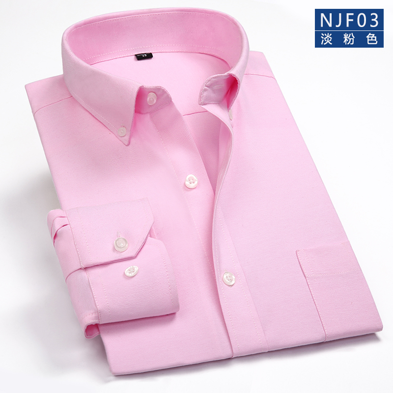 Áo sơ mi nam trung niên nam dài tay nam trung niên tải Oxford cotton không áo màu xám cộng với phân bón XL áo kiểu công sở đẹp