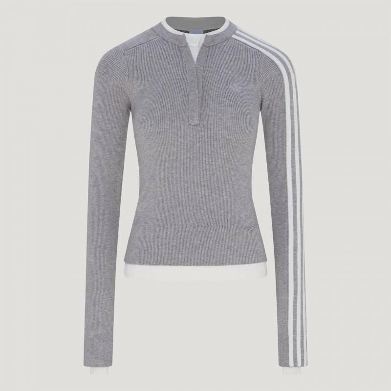 Adidas Trefoil Women's Casual and Stylish Faux Two-Piece Slim-Fit Casual Knit Sweater Lh2670