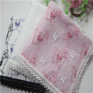 Export Japanese Order Super Beautiful Lace High-Quality Cotton Soft Absorbent Double-Layer Handkerchief Square Towel Clearance Sale Hot Sale