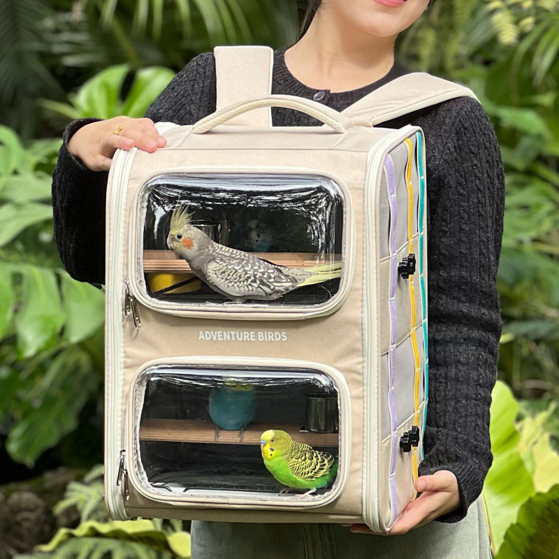Double-Layer Parrot Travel Bag, Large Bird Backpack, Luxury Villa with Upper and Lower Partitions, Special Portable Cage for Cockatiels and Small Sunbirds Double-Layer Parrot Travel Bag, Large Bird Backpack, Luxury Villa with Upper and Lower Partitions, Special Portable Cage for Cockatiels and Small Sunbirds