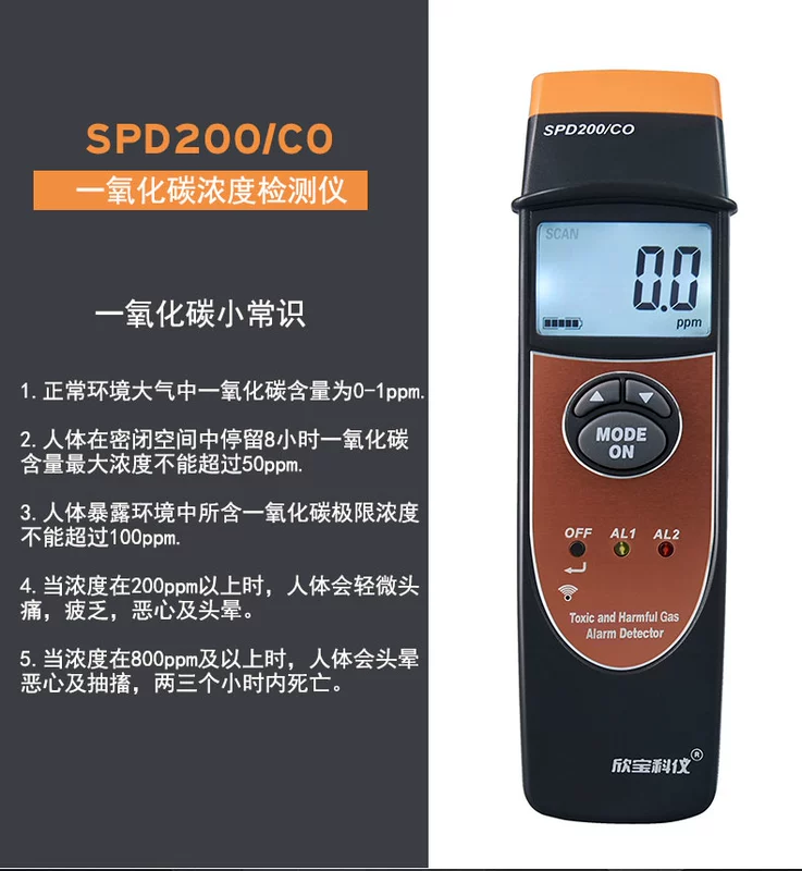 Xinbao SPD202 Máy Dò Khí Dễ Cháy Carbon Dioxide Formaldehyde Oxy Amoniac Clo Kiểm Tra Khí Báo Động Nhạc Cụ