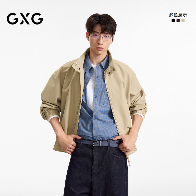 Gxg Men's Clothing Mid-Length Harrington Stand Collar with Exquisite Small Logo on the Back Commuter Jacket Men's 2026 Autumn Bestseller