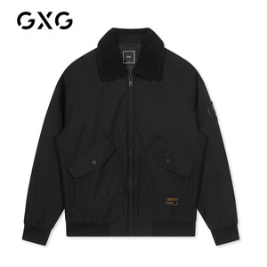 GXG男装2020冬季热卖黑色简约夹克式短款棉服男棉衣休闲厚外套