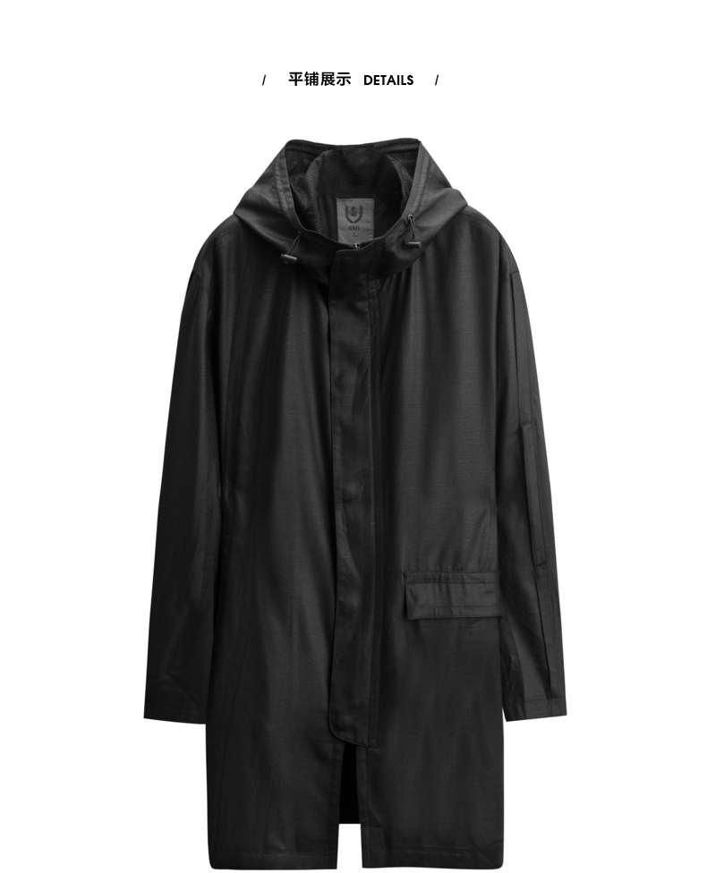 GXG nam 2017 mùa xuân trung tâm mua sắm với cùng một đoạn thời trang mỏng Hàn Quốc phiên bản của màu đen dài trench coat # 171108207