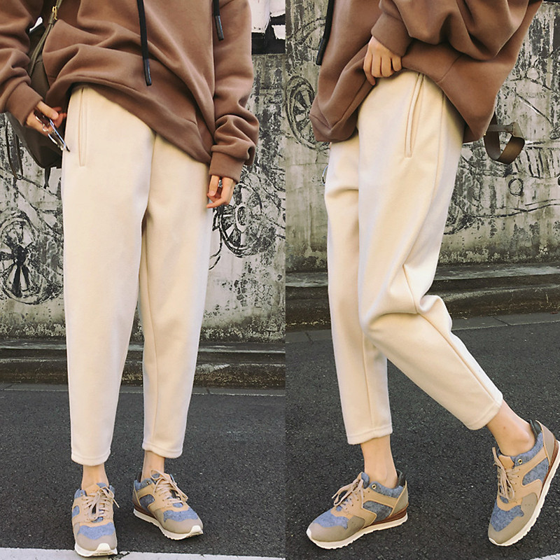 Pregnant Woman Pants Lady Autumn Winter New Thickened Hair Looser Outside Wearing Winter Clothing Casual Pants Harenne Lap Pants Gestation Pregnancy