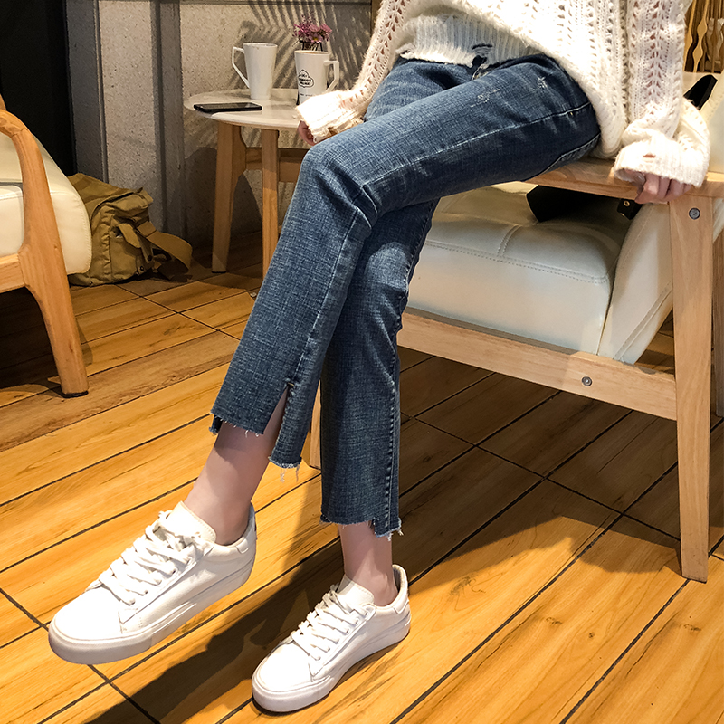 Pregnant Woman Jeans Spring Autumn 2022 New microtrumpets Loose Breaking Hole 90% Lap Pants Spring Tide Moms