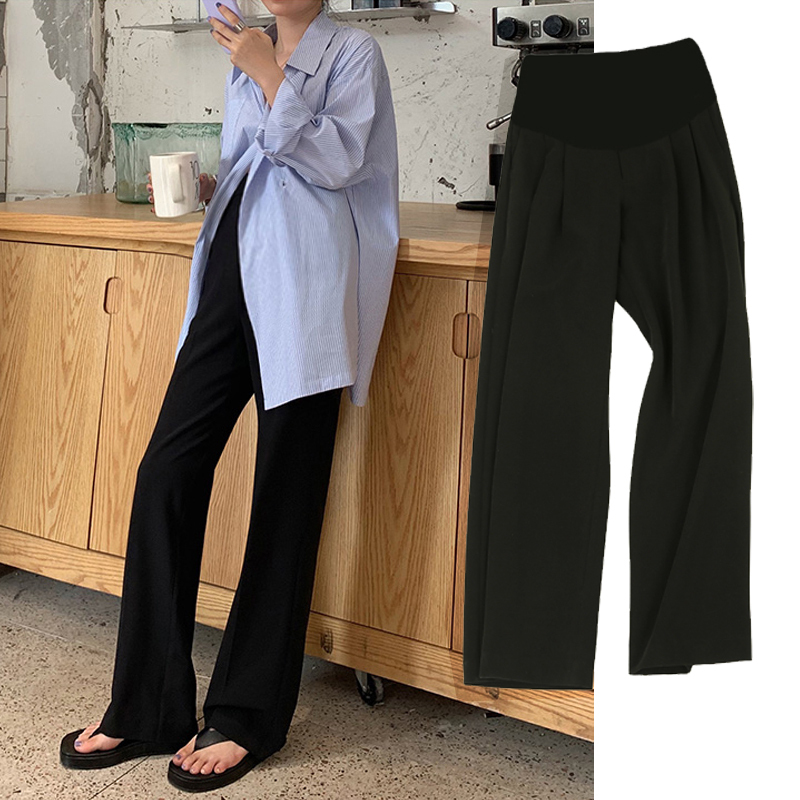 Maternity Wide-Leg Pants, Summer Loose Slimming Drapey Long Pants, Spring and Summer Large Size Casual Suit Straight-Leg Floor-Length Pants