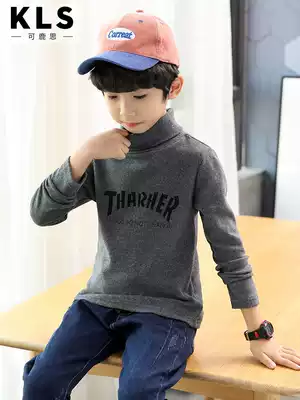 Boy long sleeve T-shirt cotton autumn and winter children warm high collar base shirt medium child Korean version of foreign style coat children's clothing