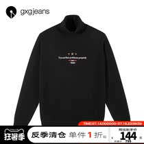 gxgjeans mens 2019 winter new black turtleneck sweater mens fashion embroidered cardigan