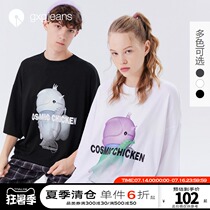 gxgjeans mens 2021 summer new T-shirt mens fashion Korean casual couple short-sleeved printed t-shirt