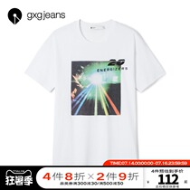 gxgjeans mens summer hot item T-shirt mens fashion port wind printing casual short-sleeved loose round neck T-shirt