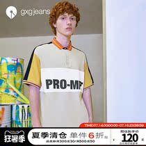 gxgjeans mens summer POLO shirt tide brand trend contrast letter printing lapel casual T-shirt men