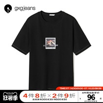 gxgjeans mens summer hot item half sleeve male youth ice oxygen bar casual round neck short sleeve T-shirt tide T-shirt