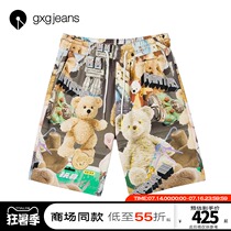 Shopping mall with the same gxgjeans mens 2021 summer casual pants cartoon street style full print casual shorts mens tide