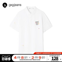 gxgjeans mens summer POLO shirt mens white short-sleeved casual fashion handsome embroidery lapel T-shirt