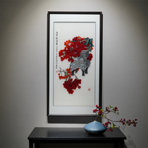 New Chinese style Vertical version Pure handmade Su embroidery Embroidery Painting Finished finished with frame Xuanguan gangway Corridor Living room Decorative Painting