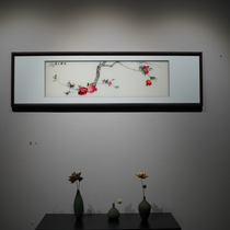 New Chinese Style Horizontal Version Laughs Companion Life Pure Handmade Su Embroidered Sofa Background TV Wall Living Room Decoration Painting