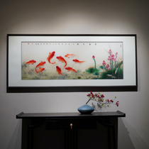 New Chinese Style Pure Handmade Su Embroidered with a frame sofa Background TV Wall Living room Decorative Painting