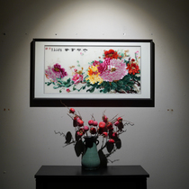 New Chinese style pure handmade Su embroidery embroidery flowers open rich and expensive finished product with frame background wall book room Living Room Decoration Painting