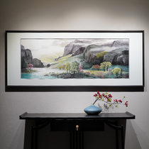New Chinese style finished products with frame Seven colorful mountains River pure handmade Su embroidery Sofa Background Wall Living-room Decoration Painting