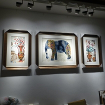 Su embroidery light luxury designer golden thorn works sofa background villa sample room Safe and auspicious elephant handmade customization