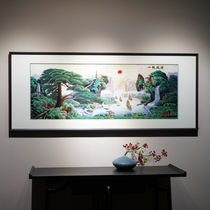 China Wind Atmospheric Landscape Horizontal Version Large Size Handmade Embroidery Su Embroidered Sofa Background TV Wall Living Room Decoration Painting