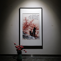 Large size vertical version bamboo newspaper Pingan pure hand Su embroidery Embroidery Painting with frame Xuanguan Corridor Aisle Living Room Decoration Painting