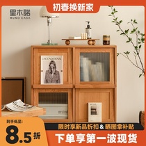 Solid wood bookcase with door locker glass style furniture vine locker magazine cabinet minimalist modern side cabinet