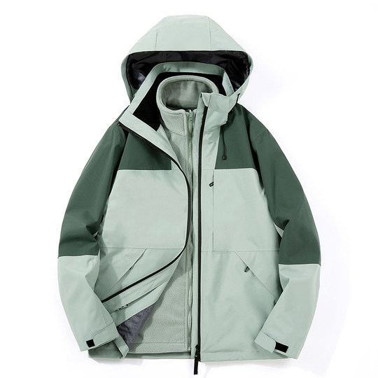 Fully Glued Rainstorm-Level Men's Winter Jacket with Silver Fox Fleece, Three-In-One Detachable Outdoor Windproof and Warm Coat