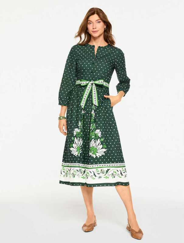 Talbots Dress Clearance Price in March, Dark Green, 100% Cotton, Direct Shipping