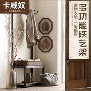 Gác xép Mỹ cổ hanger retro rắn gỗ đồ nội thất sàn móc áo mũ quần áo khung sắt rèn giày băng ghế - Cửa hàng quần áo