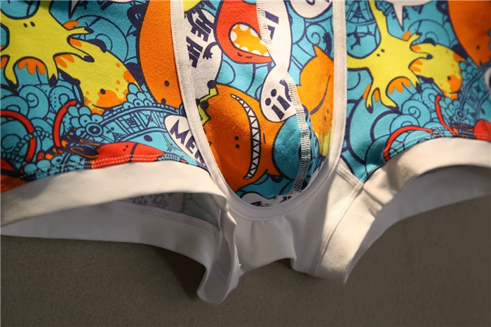 Quần lót nam thời trang cá tính in hoạt hình quần đùi cạp thấp cotton tinh khiết thể thao gợi cảm trẻ trung quần đùi nam thời trang - Giống cái