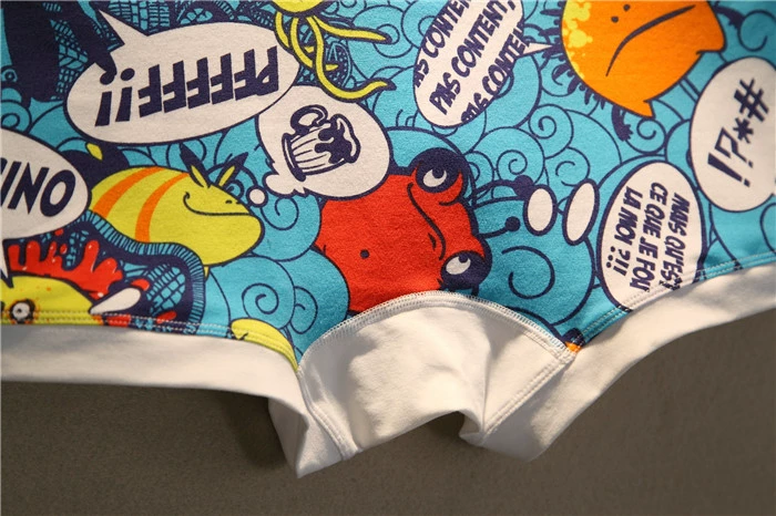 Quần lót nam thời trang cá tính in hoạt hình quần đùi cạp thấp cotton tinh khiết thể thao gợi cảm trẻ trung quần đùi nam thời trang - Giống cái