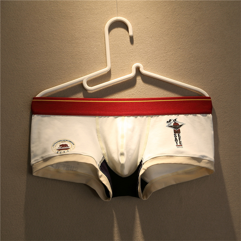 Sexy men's underwear low waist pure cotton printed flat pants Youth air breathable sports four-corners