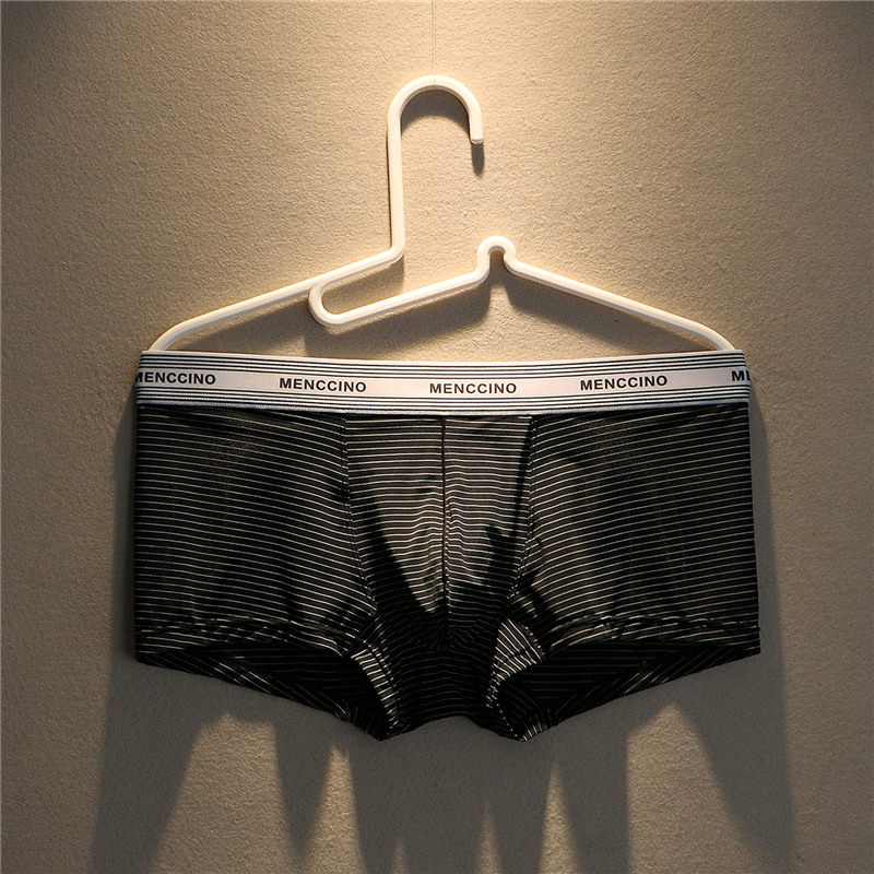 Summer men's ice wire underwear low waist sexy U convex flat pants youth comfortable thin air-length four-corner pants