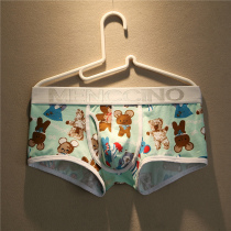 Mens cartoon underwear low waist sexy cotton U convexibility youth flat pants breathable quadruple pants